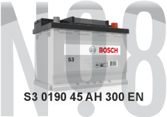 BOSCH S3 - KAPALI SULU - 12V - 45AH - 300CCA