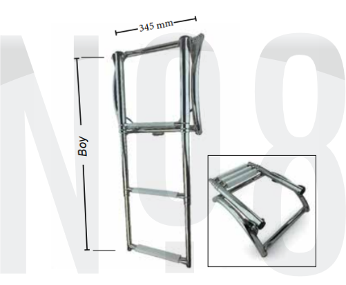 BOT MERDİVENİ 3 BASAMAKLI cr-ni 88cm