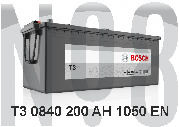 BOSCH T3 - KAPALI SULU - 12V - 200AH - 1050CCA