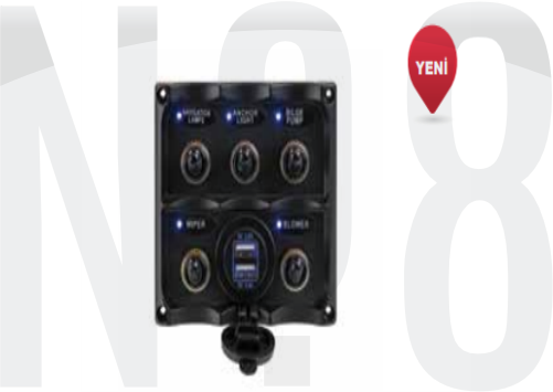 SWITCH PANEL 5 Lİ İZOLELİ,USB 110*100mm